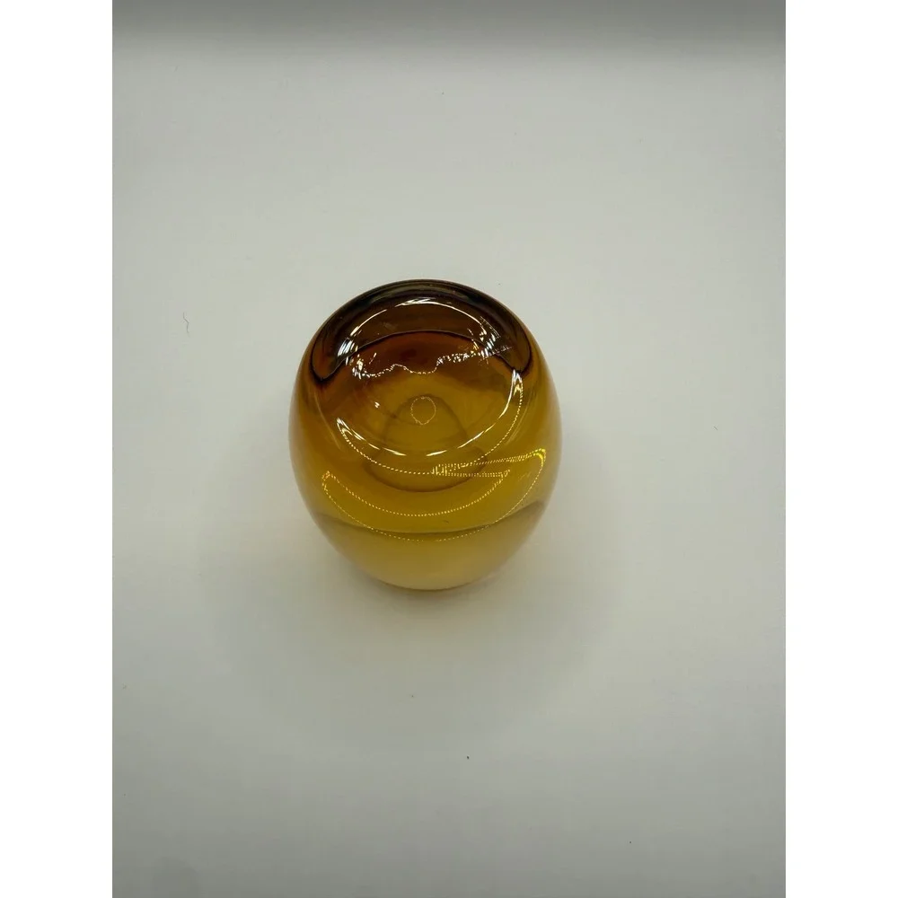 Crate & Barrel Amber Glass Votive Candle Holder‎ DIVA Made in Poland